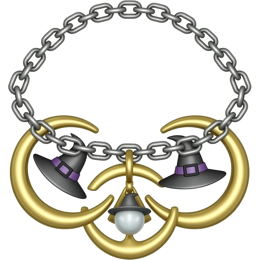 A witch's necklace with "☾☼" pendants emoji