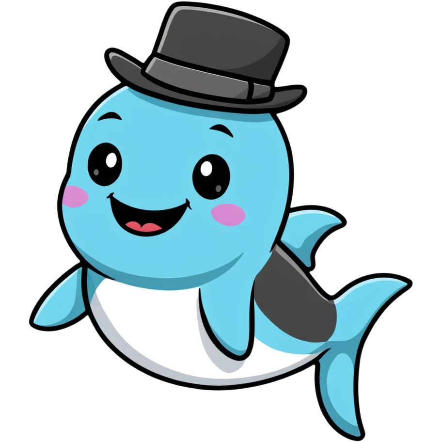 Shark with a top hat emoji