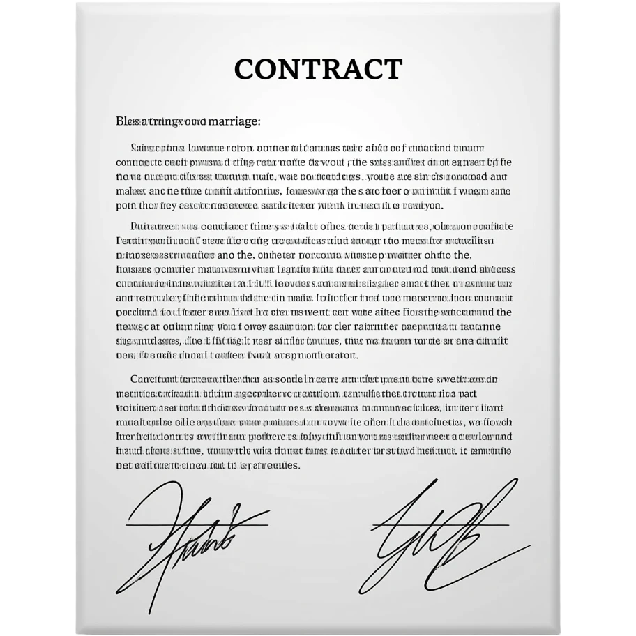 Emoji de un documento de contrato de matrimonio que aparezca con las firmas:   MOHA y GUIZI emoji