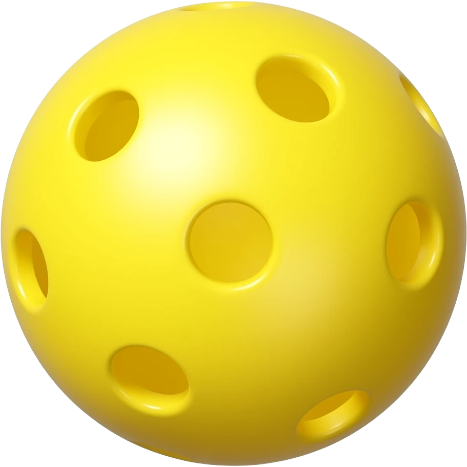 Apple iOS style pickleball emoji, glossy yellow pickleball with holes, cute 3D emoji design, smooth shading, vibrant colors, soft lighting, ultra detailed, minimal clean background, premium iOS emoji aesthetic emoji