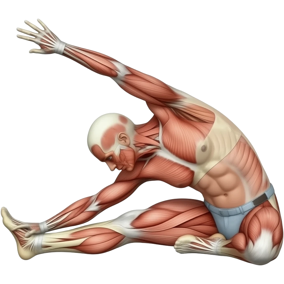 flexibility reaching for toes, ligaments visible emoji