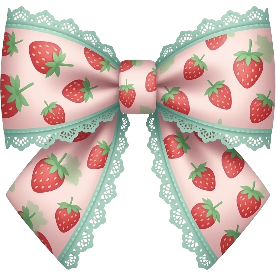 pattern strawberry light pink & light green on bow lace coquette bow emoji