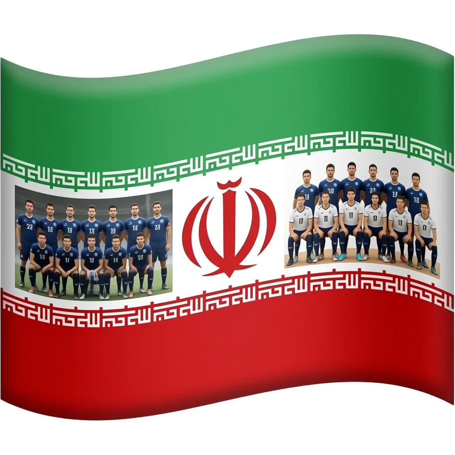 پرچم ایران با عکس تیم ملی فوتبال و والیبال emoji