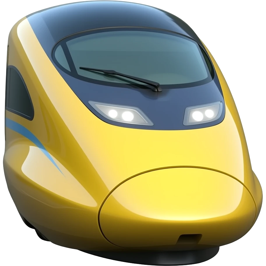 Apple emoji style yellow and blue aerodynamic design bullet train emoji