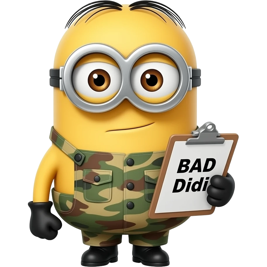 scolding  Minion in army uniform holding clipboard text BAD DiDi emoji