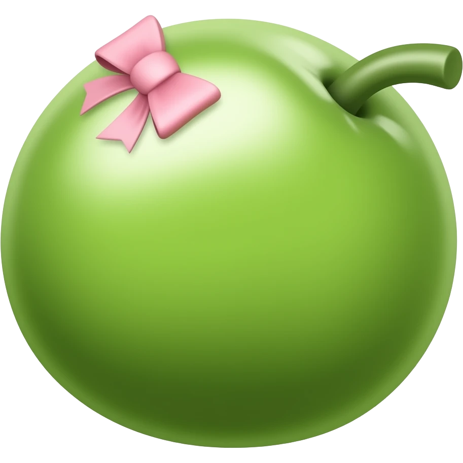 A singular pea with no pod with a pink bow with no pod emoji