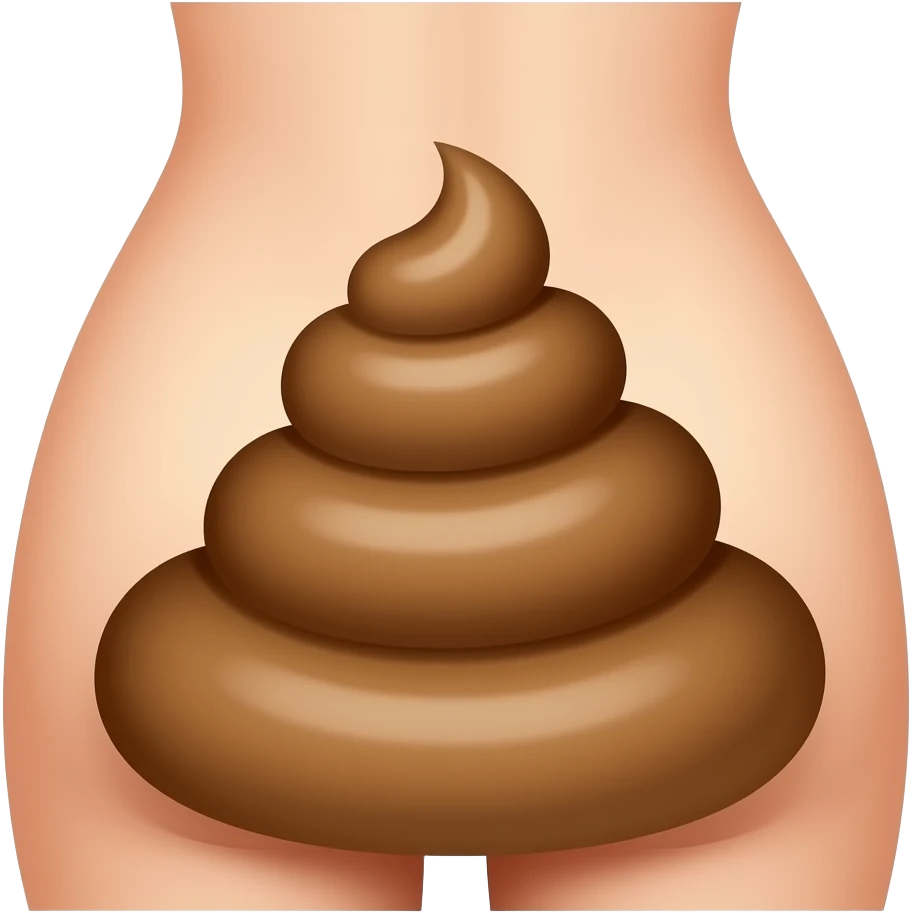 Naked human butt with poop emoji