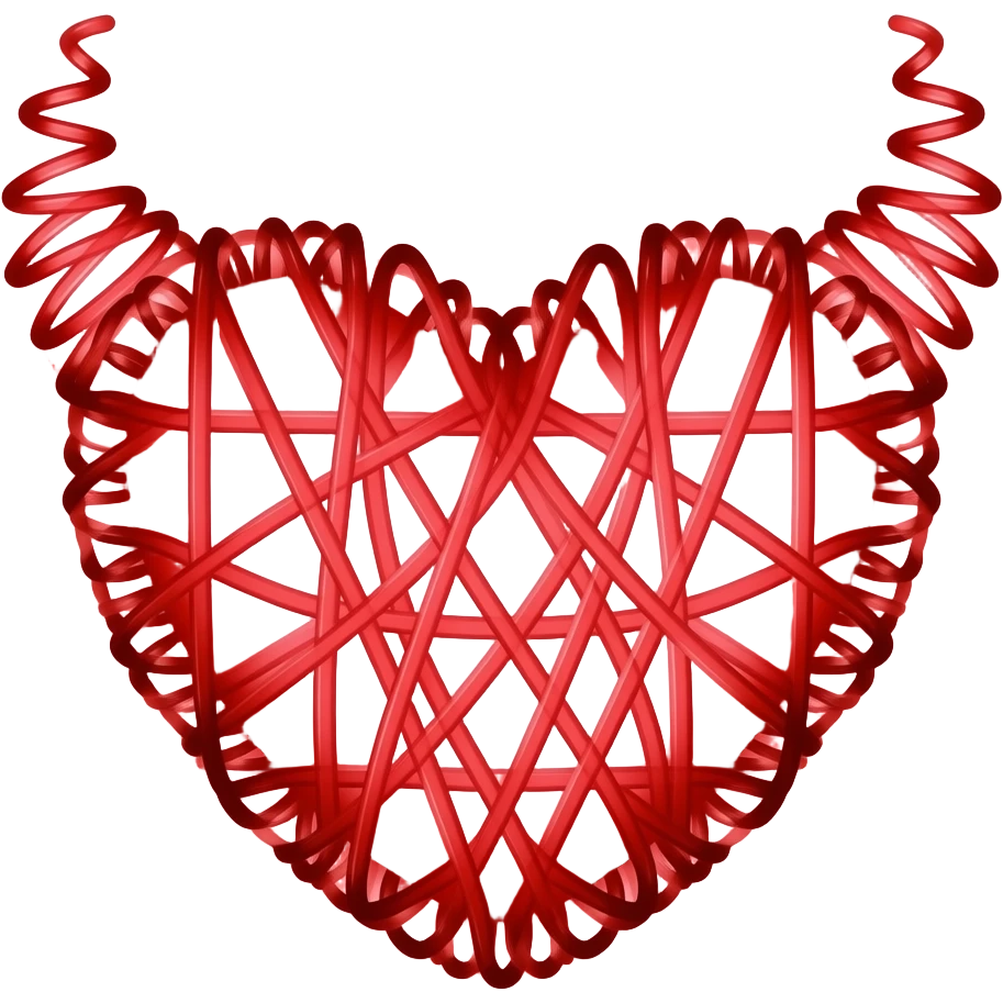red heart with demon horns made of neon string emoji