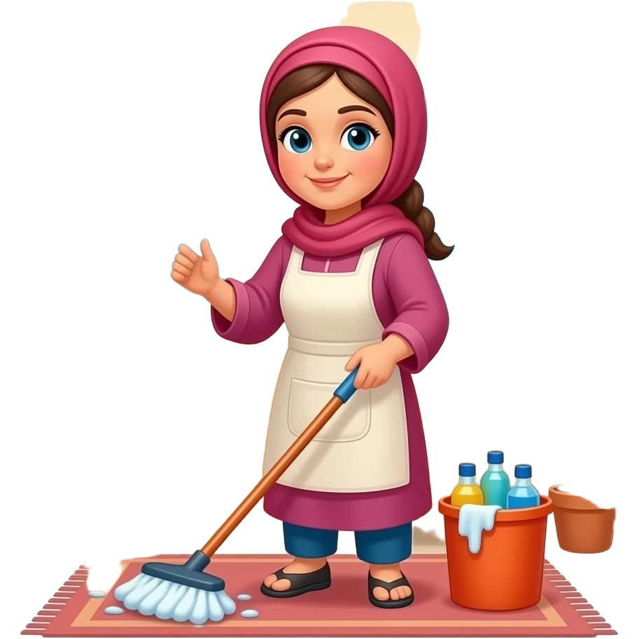 Single Moroccan women doing Housekeeping in home emoji