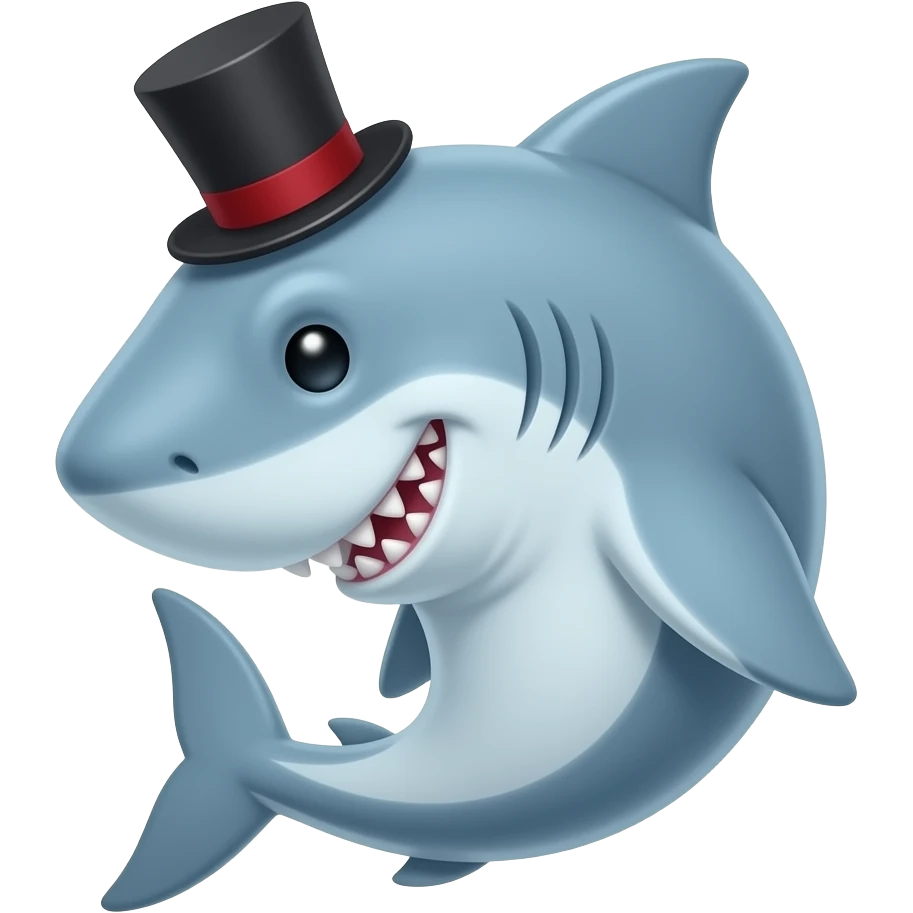 Shark with a top hat emoji