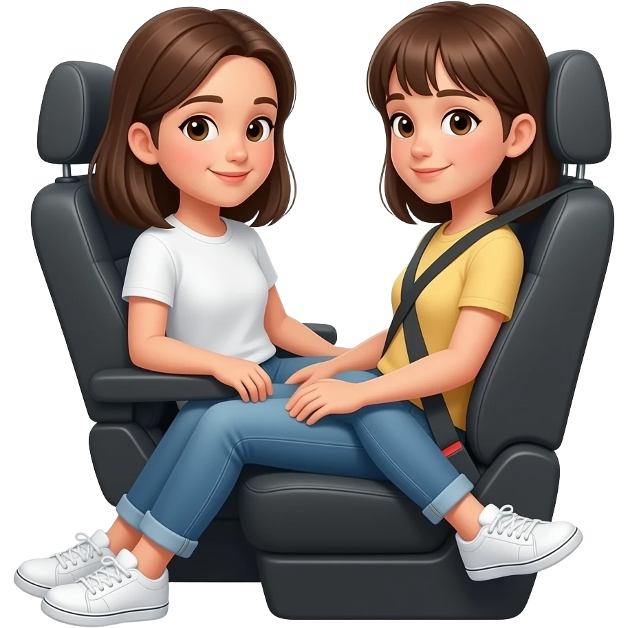 teen  girl in the  back seat side long glance, not smiling, emoji