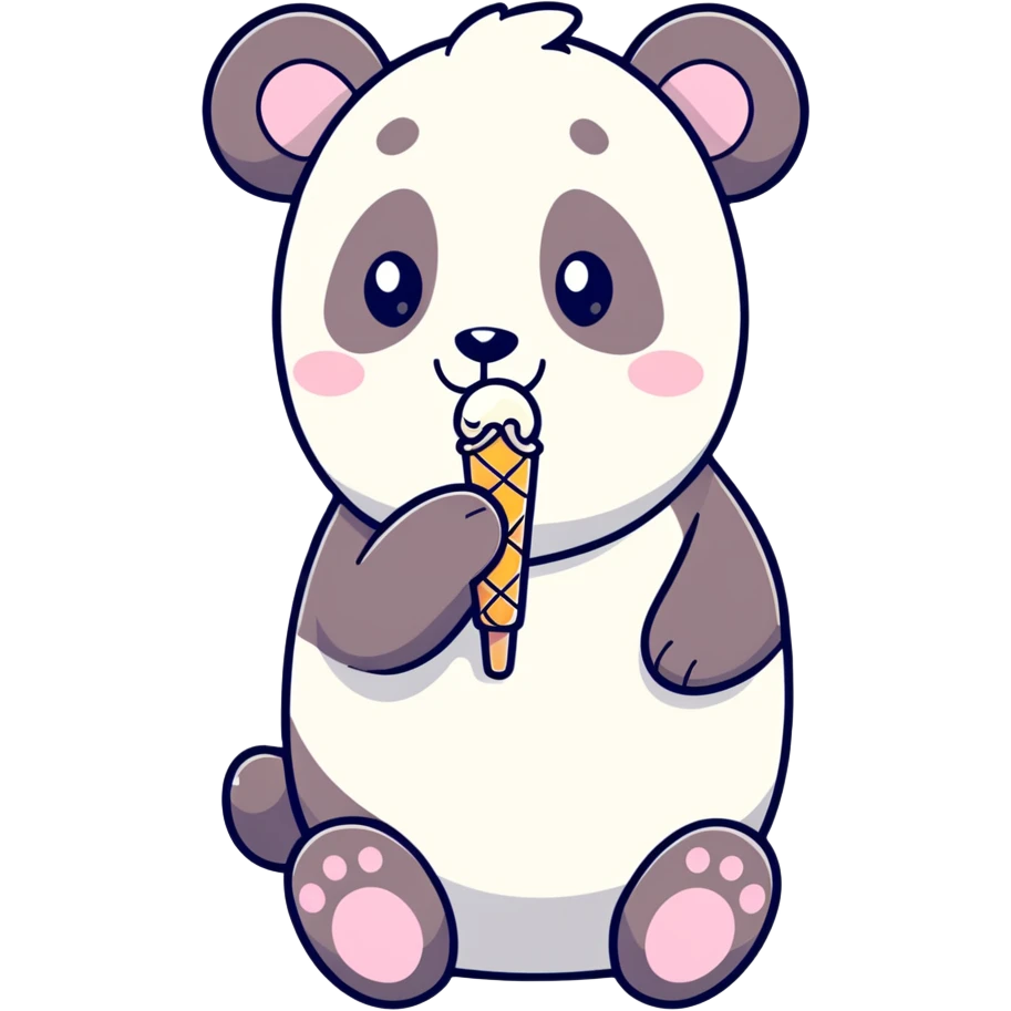 Panda eating ice cream emoji