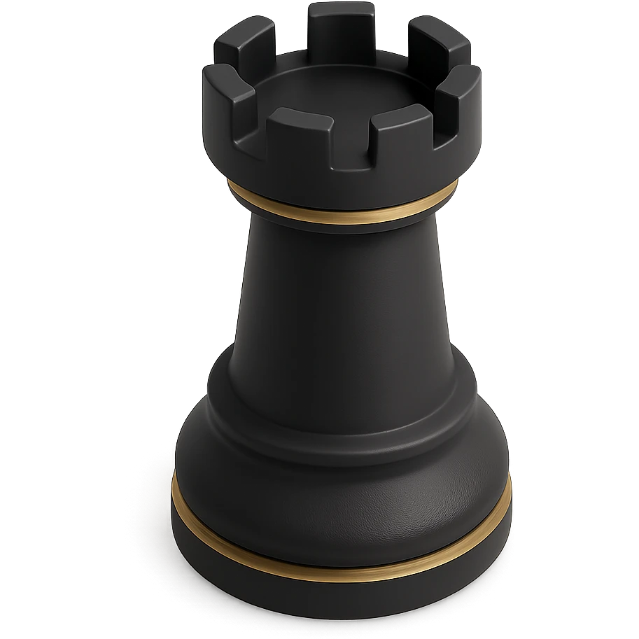 a chess tower in 3D black style emoji