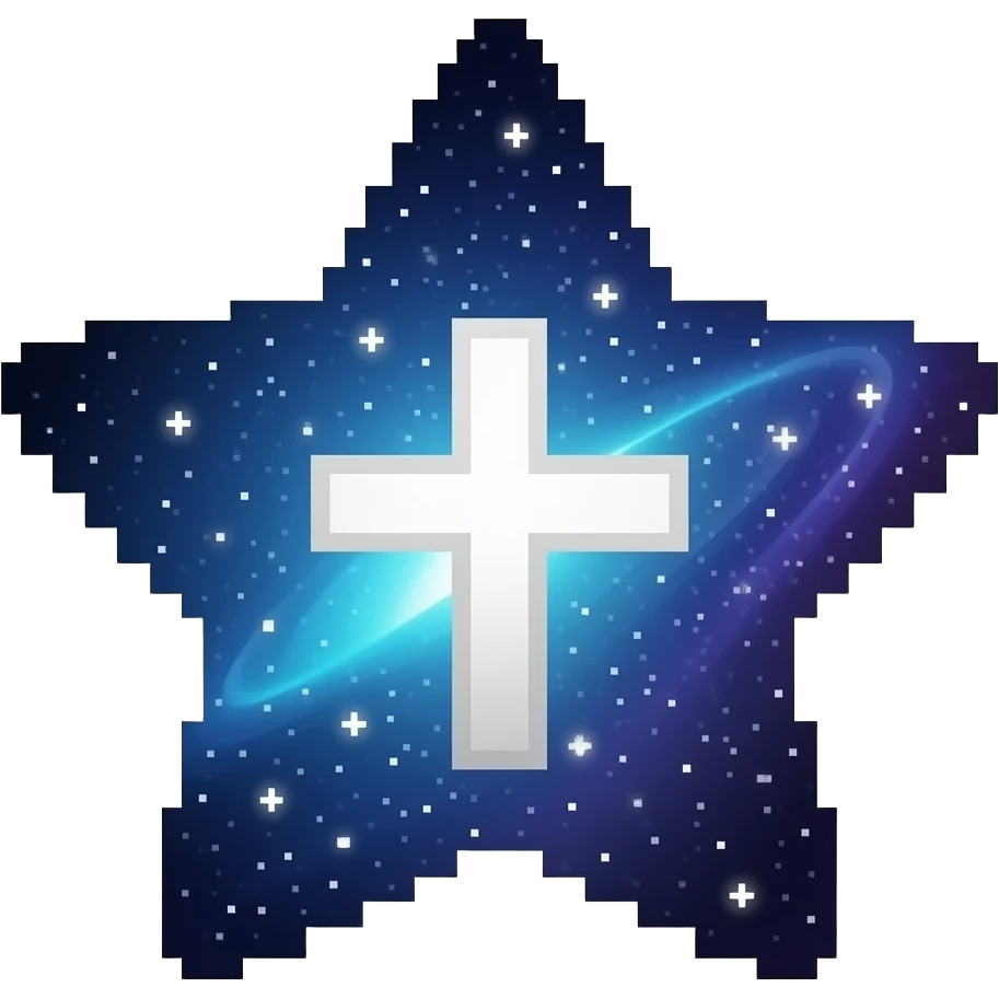 make a cross  for a discord emoji but make it space themed and make it so that the mark is fully in or on whatever you make also make it pixeley and space themed emoji