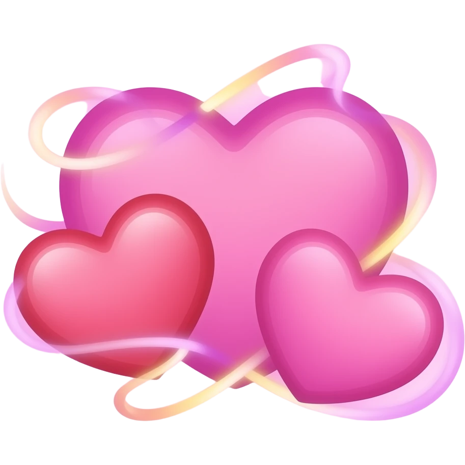 Three hearts surrounded by magic emoji