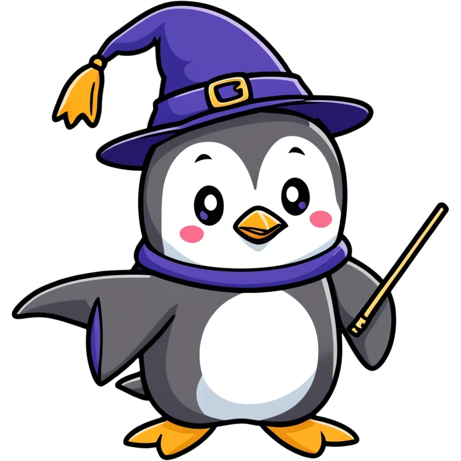penguin wizard casting a spell emoji