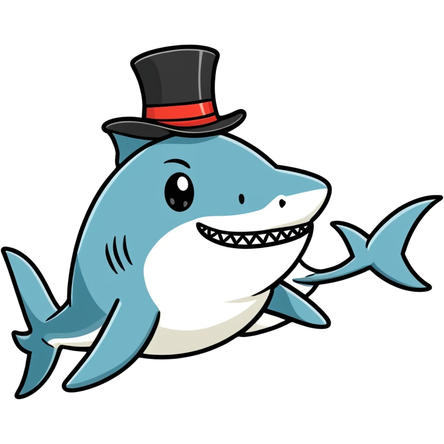 Shark with a top hat emoji