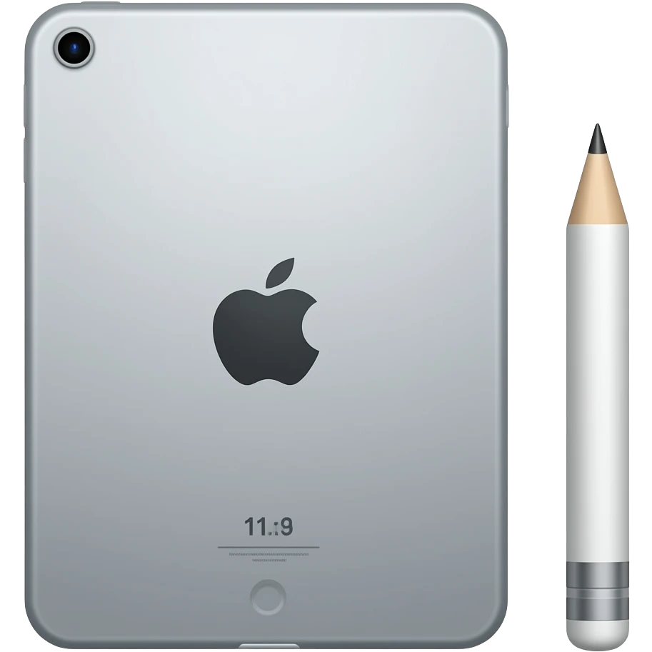 Gere um emoji de um iPad 11 prata comma Apple Pencil emoji