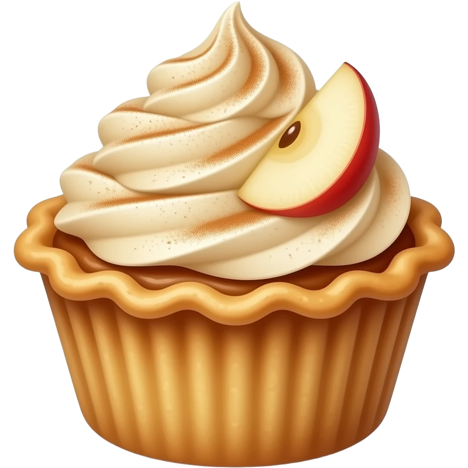 Apple pie cupcake with sliced apple & cinnamon dusting emoji