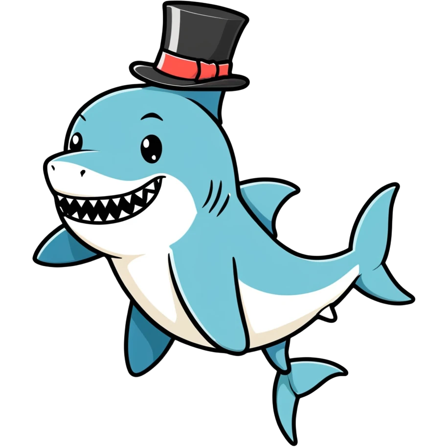 Shark with a top hat emoji