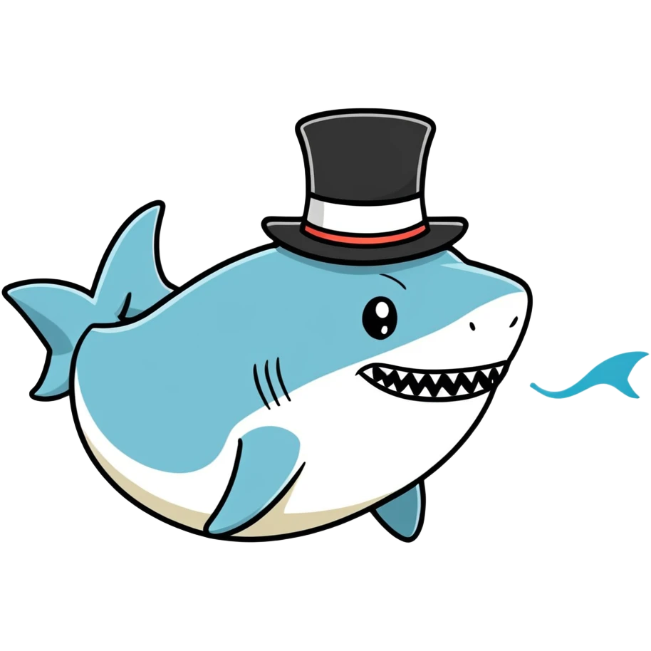 Shark with a top hat emoji
