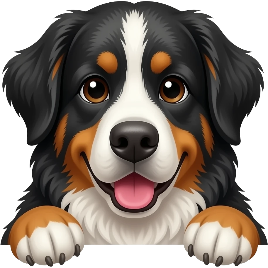 The Bernese Mountain Dog peeks from behind the long curtain. emoji