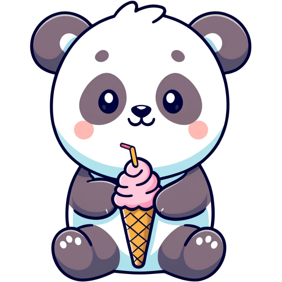 Panda eating ice cream emoji