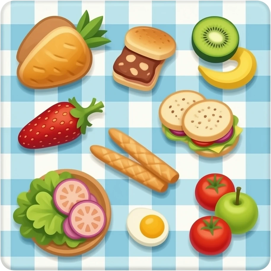 picnic blanker and food emoji