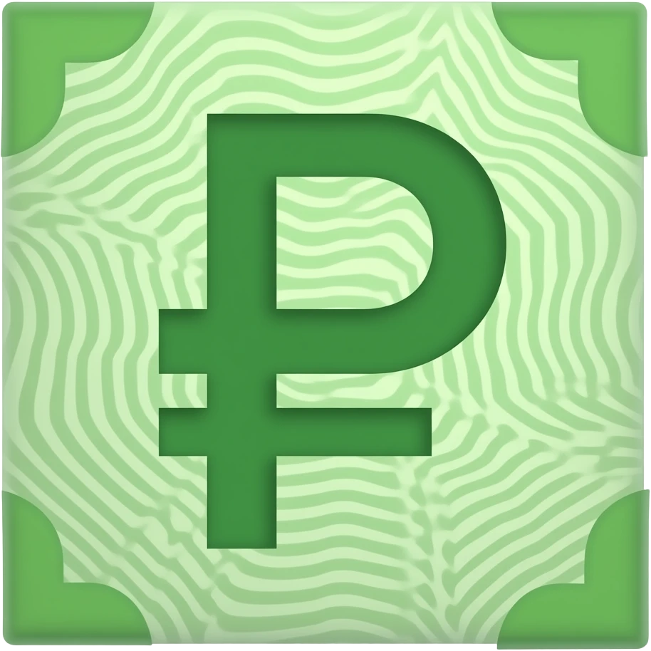 green rubles wavy smooth banknote emoji 3d perspective emoji