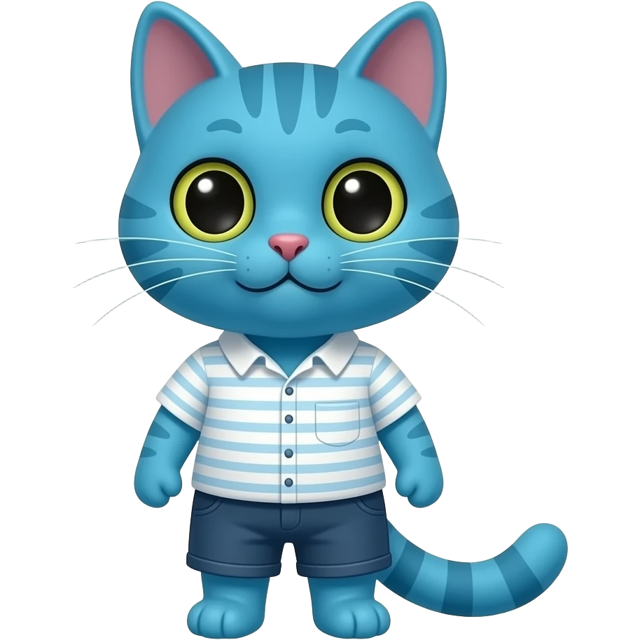 gato azul con camisa emoji