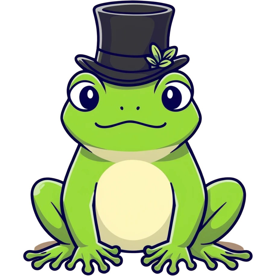 Frog with a too hat emoji