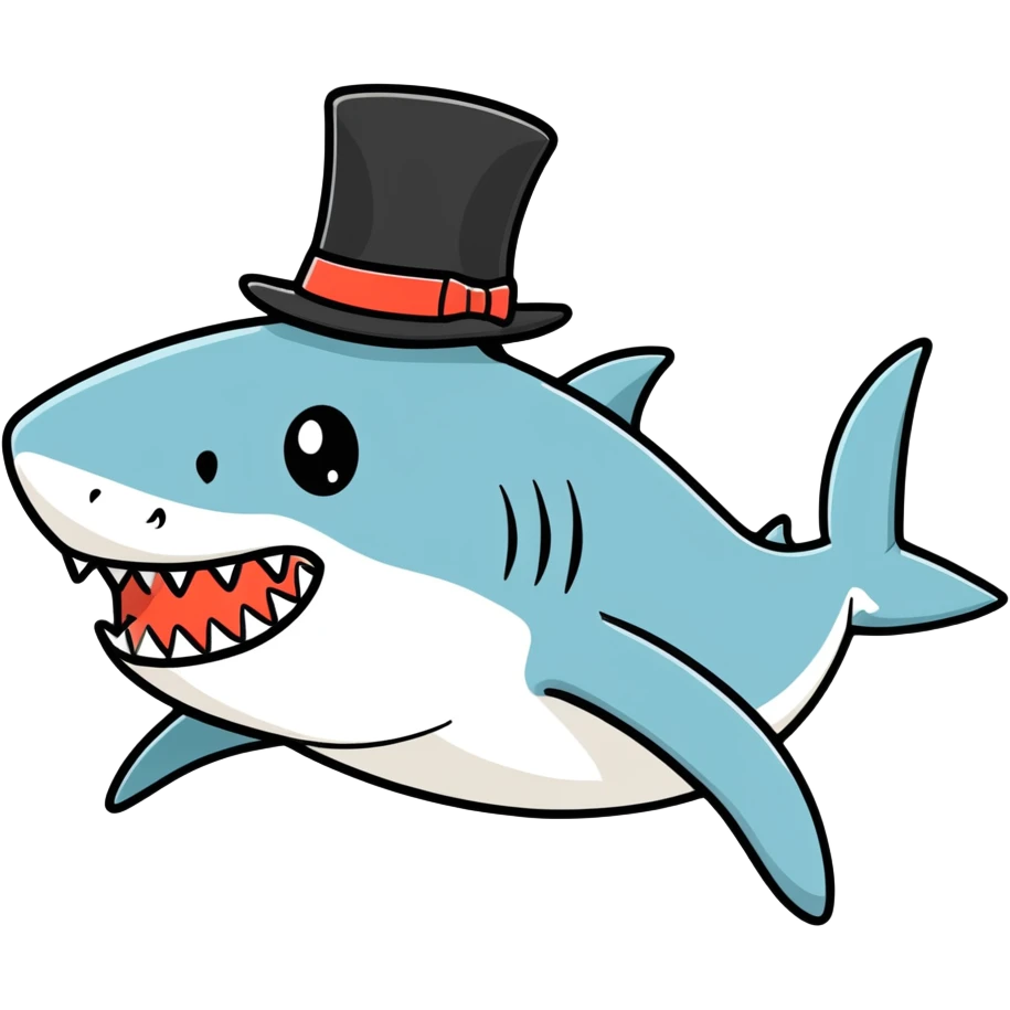Shark with a top hat emoji