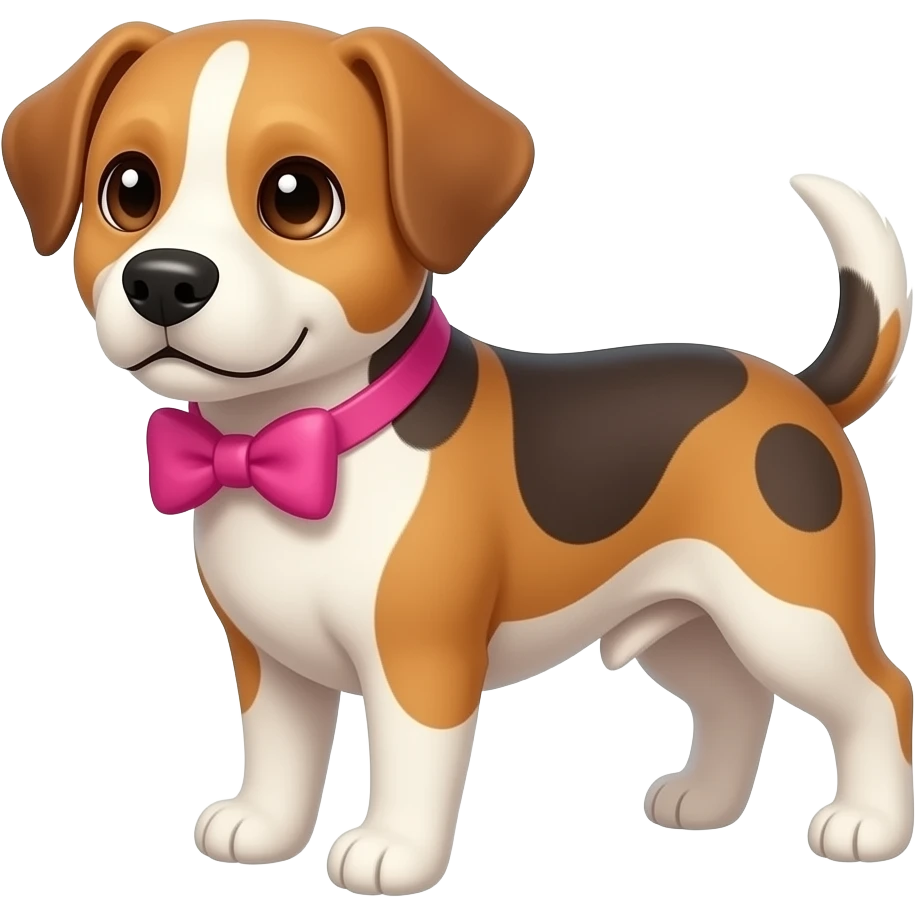 dog with pink bow, half body emoji