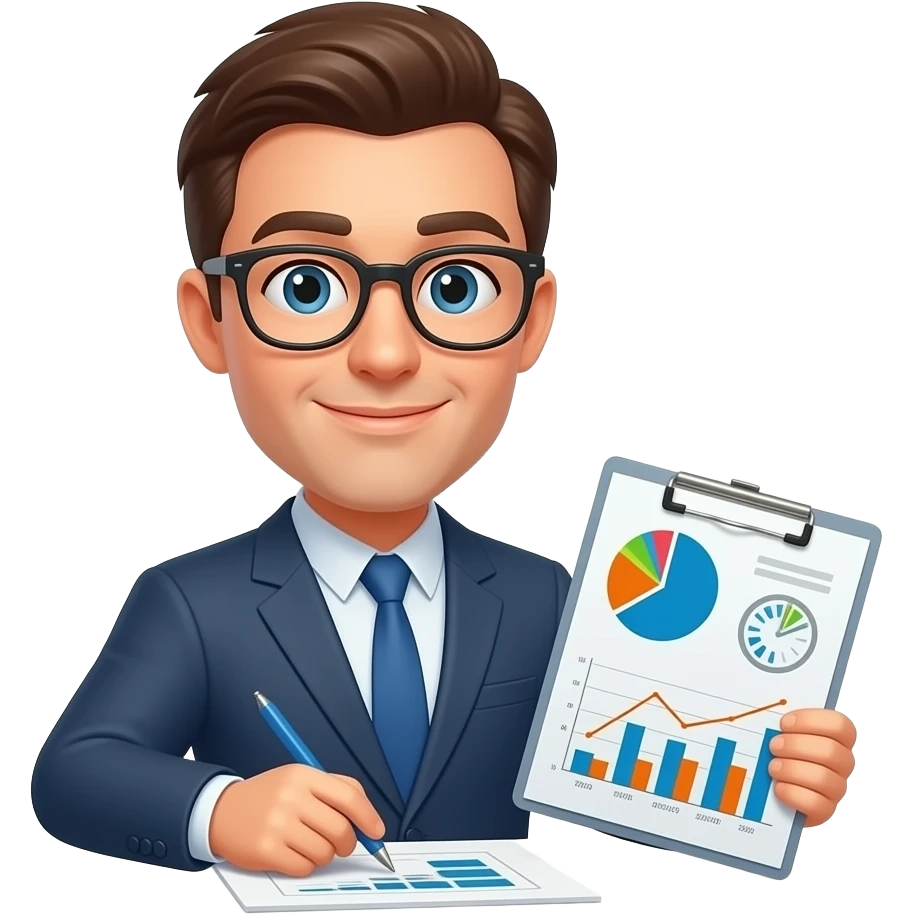 guy with glasses that works with charts and graphs emoji