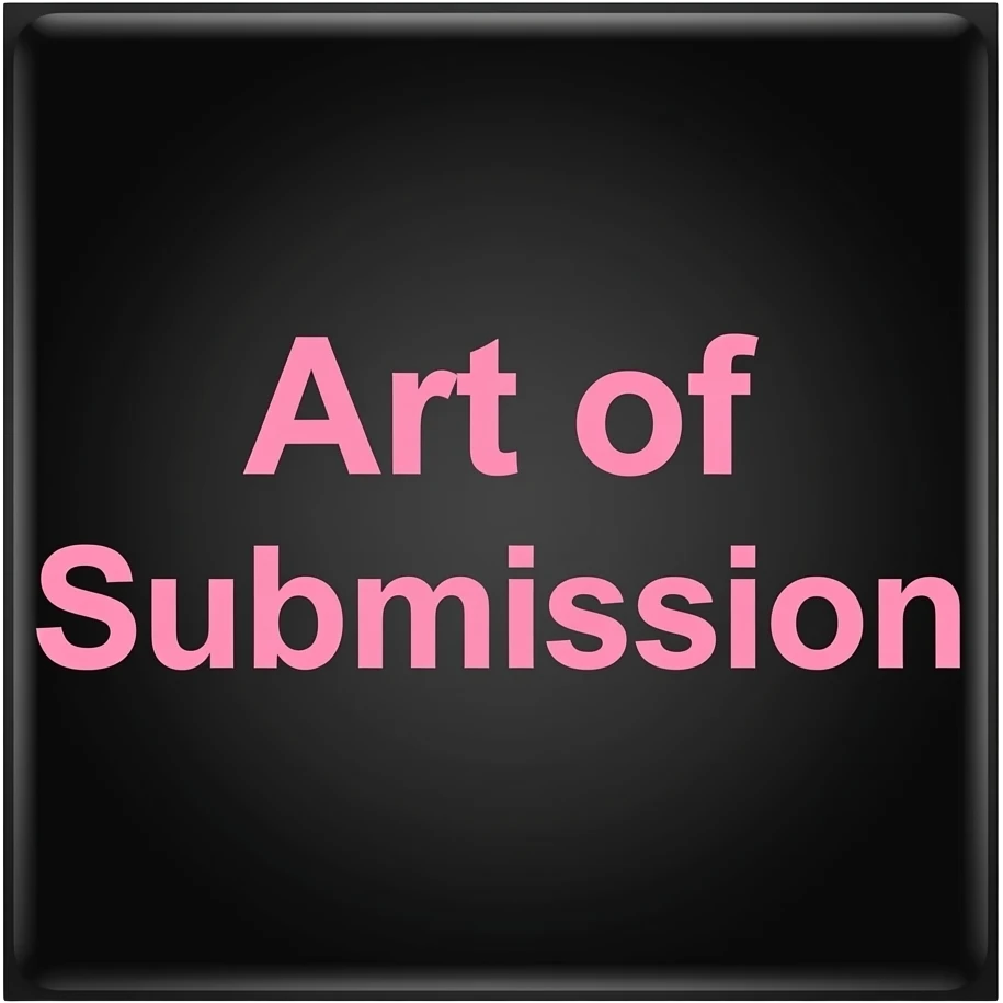 the words "Art of Submission" with pink letters on a black field emoji
