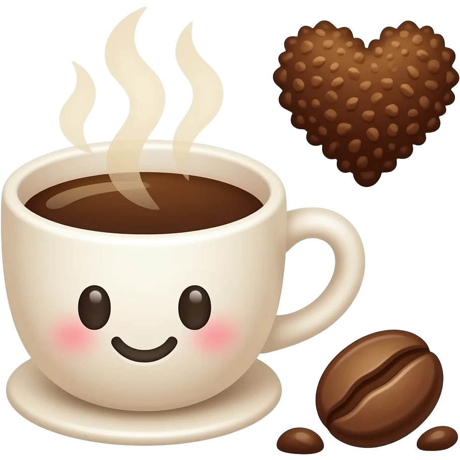 Cute reaction emojis in watercolor style: a steaming coffee cup with ...