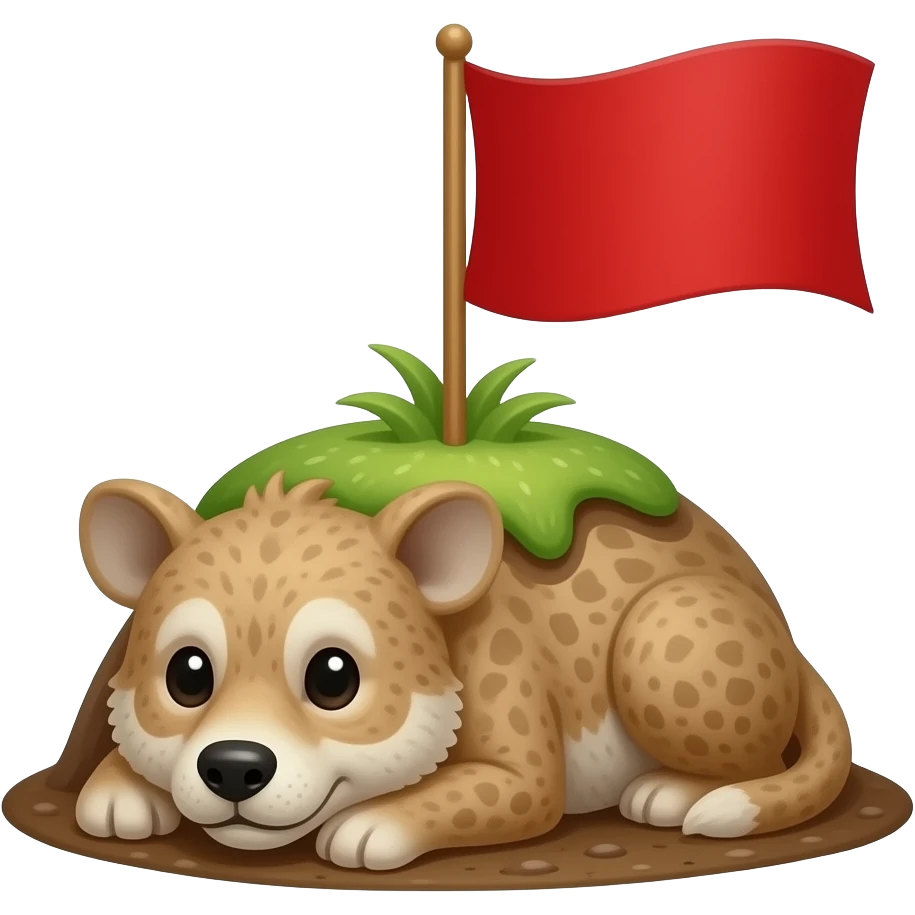i want an emoji that will work as a slack reactji and looks like the claude logo lying flat on the ground with a red flag sticking up out of it emoji