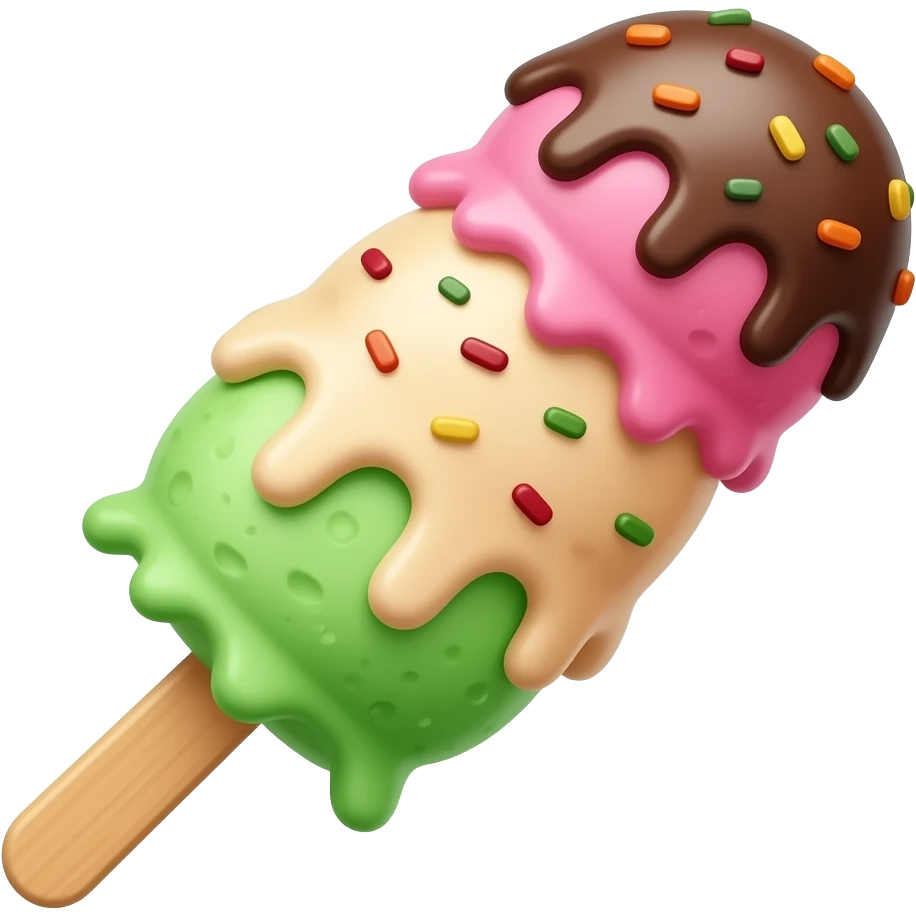 pink green beige ice cream balls on a spicy stick emoji