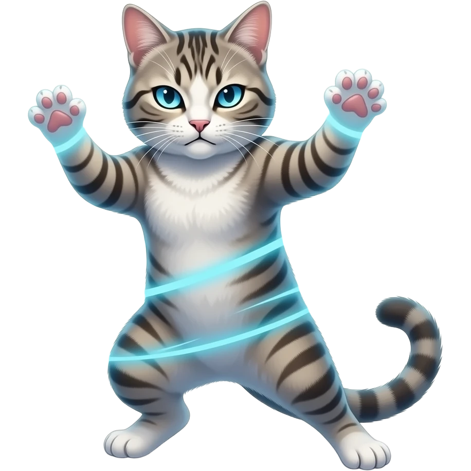 A cat that looks like he is summoning something with powers emoji