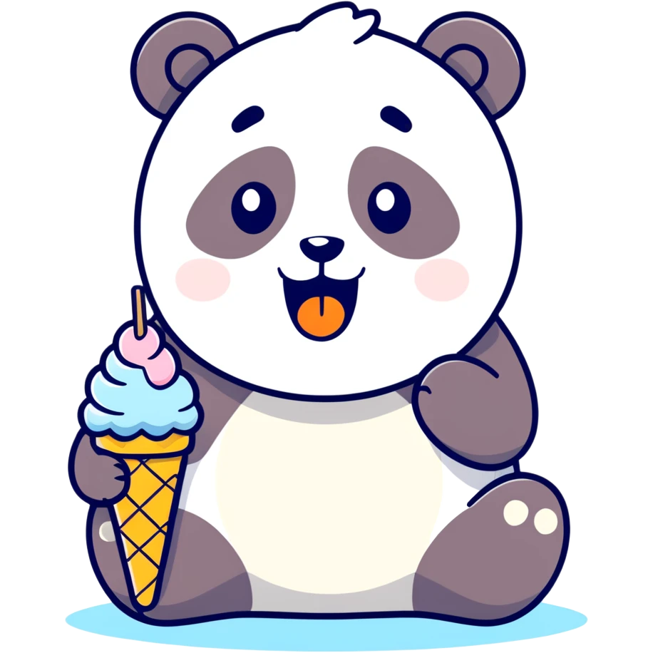 Panda eating ice cream emoji