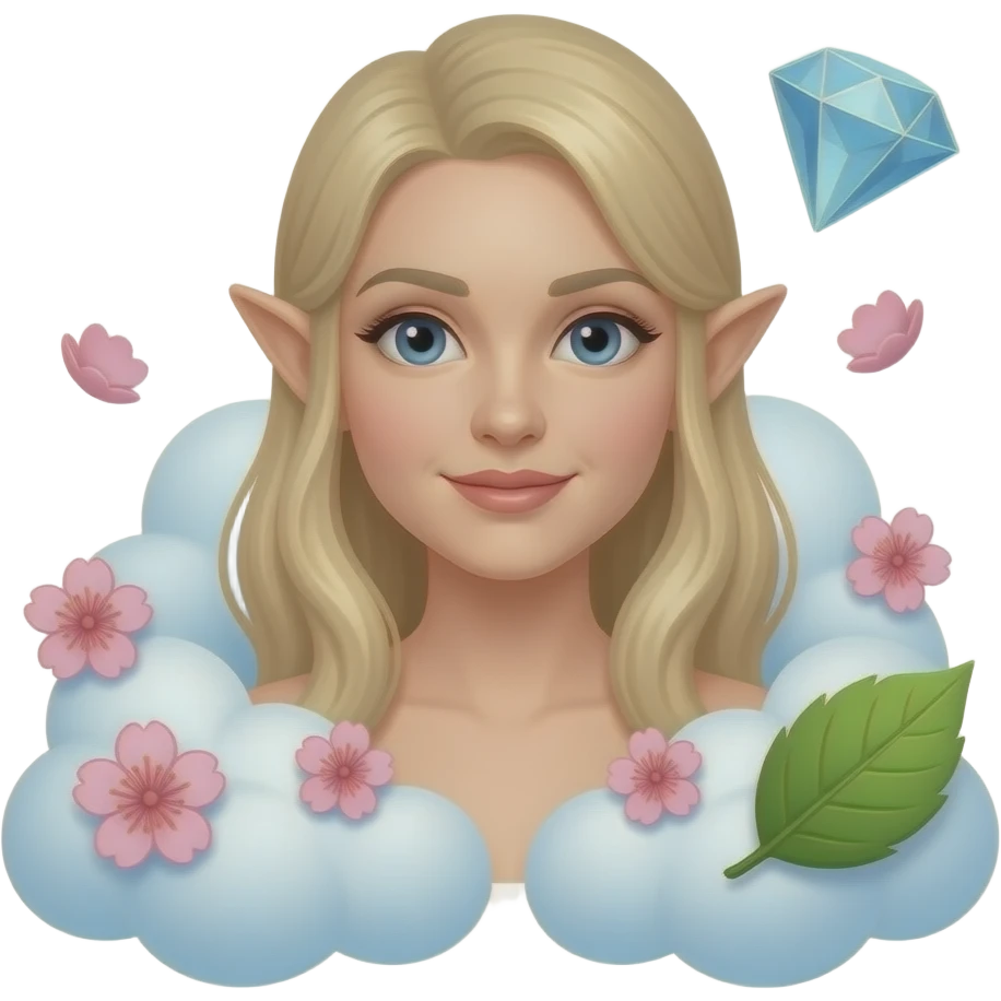 🧝🏻‍♀️☁️🌞🌸💎🌿 emoji