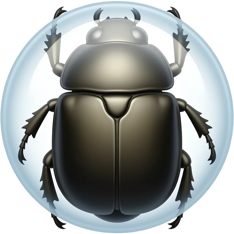 Grub in transparent shell turning into a beetle inside going through a life cycle emoji