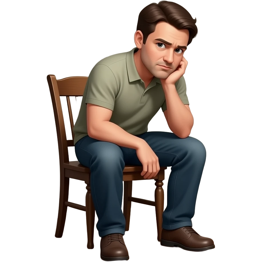 a man sitting on a chair and overthinking emoji