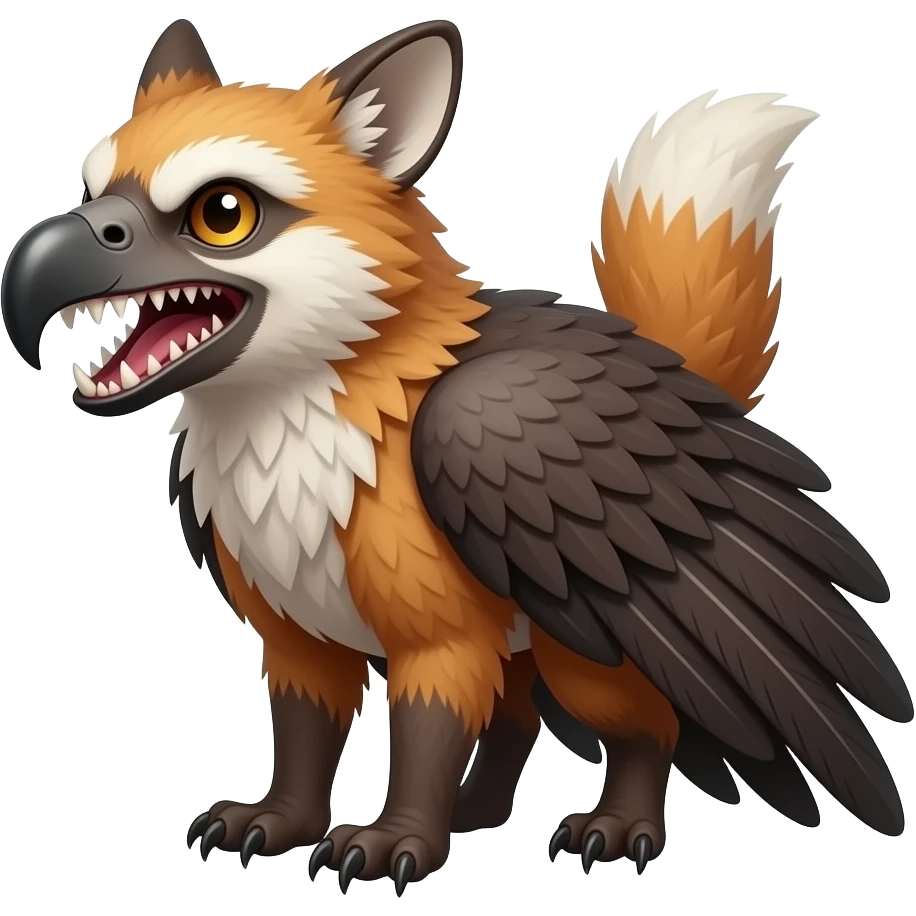 edgy mutant gryphon-tanuki-civet-genet-hybrid with sharp long saber teeth emoji