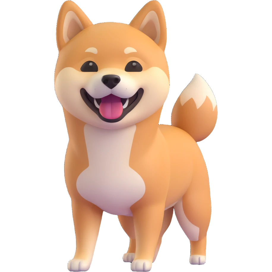 shiba inu standing, laughing emoji