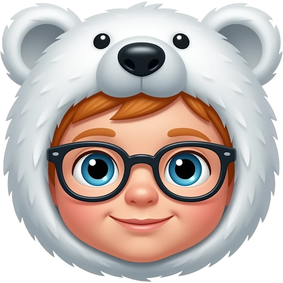 eskimo baby boy ginger hair, glassess, with polar bear ear emoji