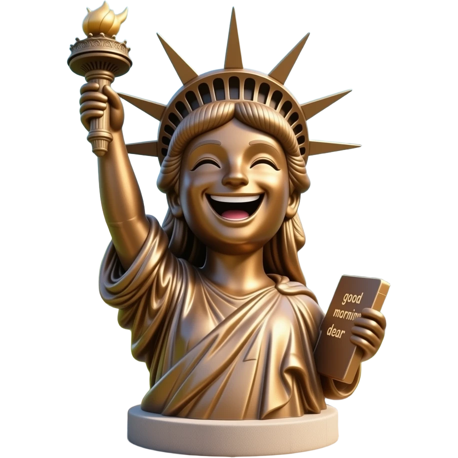 statue of liberty laughing saying "good morning dear" emoji