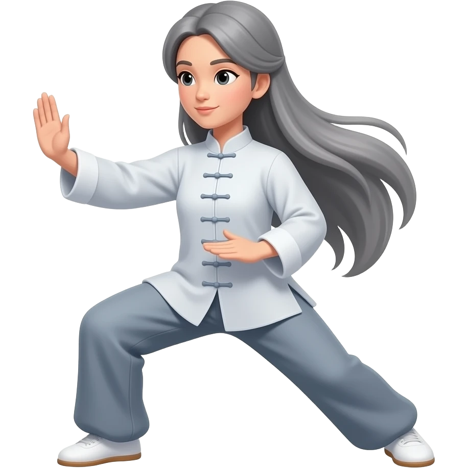 Women taichi with gray long hair emoji
