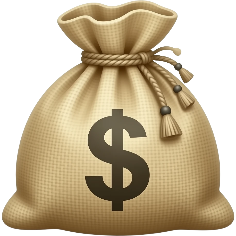 opened money sack, with little glimpse of money inside emoji