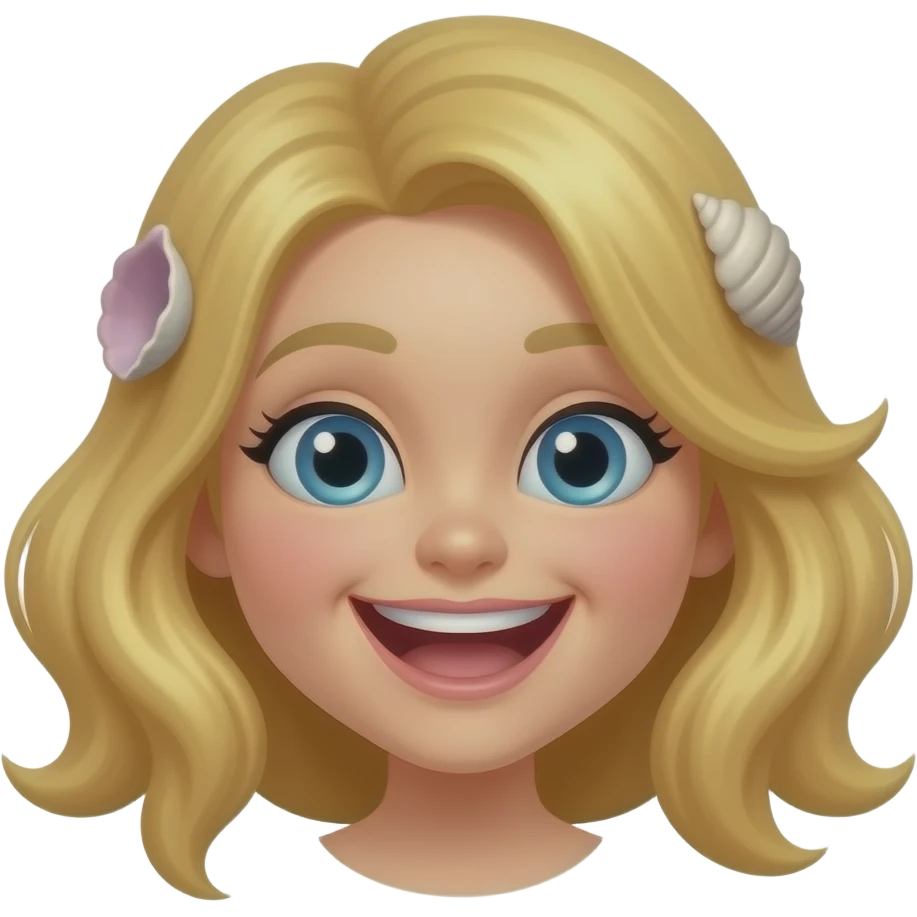 laughing hard mermaid face with shells in hair blonde emoji